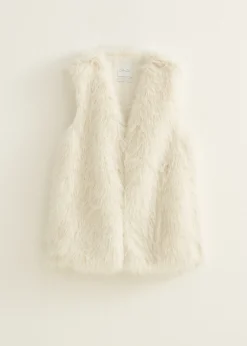 Discount Cotton Club Faux fur gilet lang wit,off-white