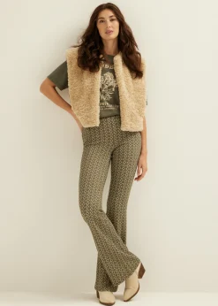 New Cotton Club Flare broek met print groen,army