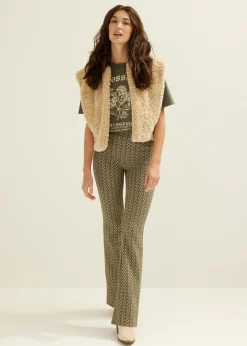 New Cotton Club Flare broek met print groen,army