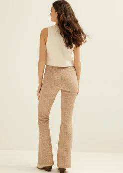 Clearance Cotton Club Flare broek met print softmocca