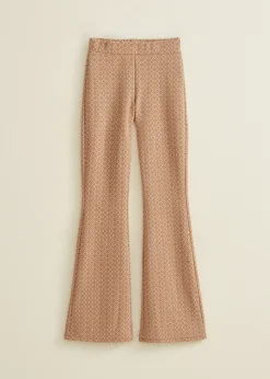 Clearance Cotton Club Flare broek met print softmocca