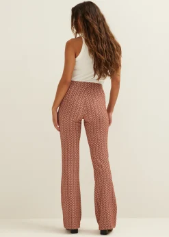 Online Cotton Club Flare broek met print brique,midden