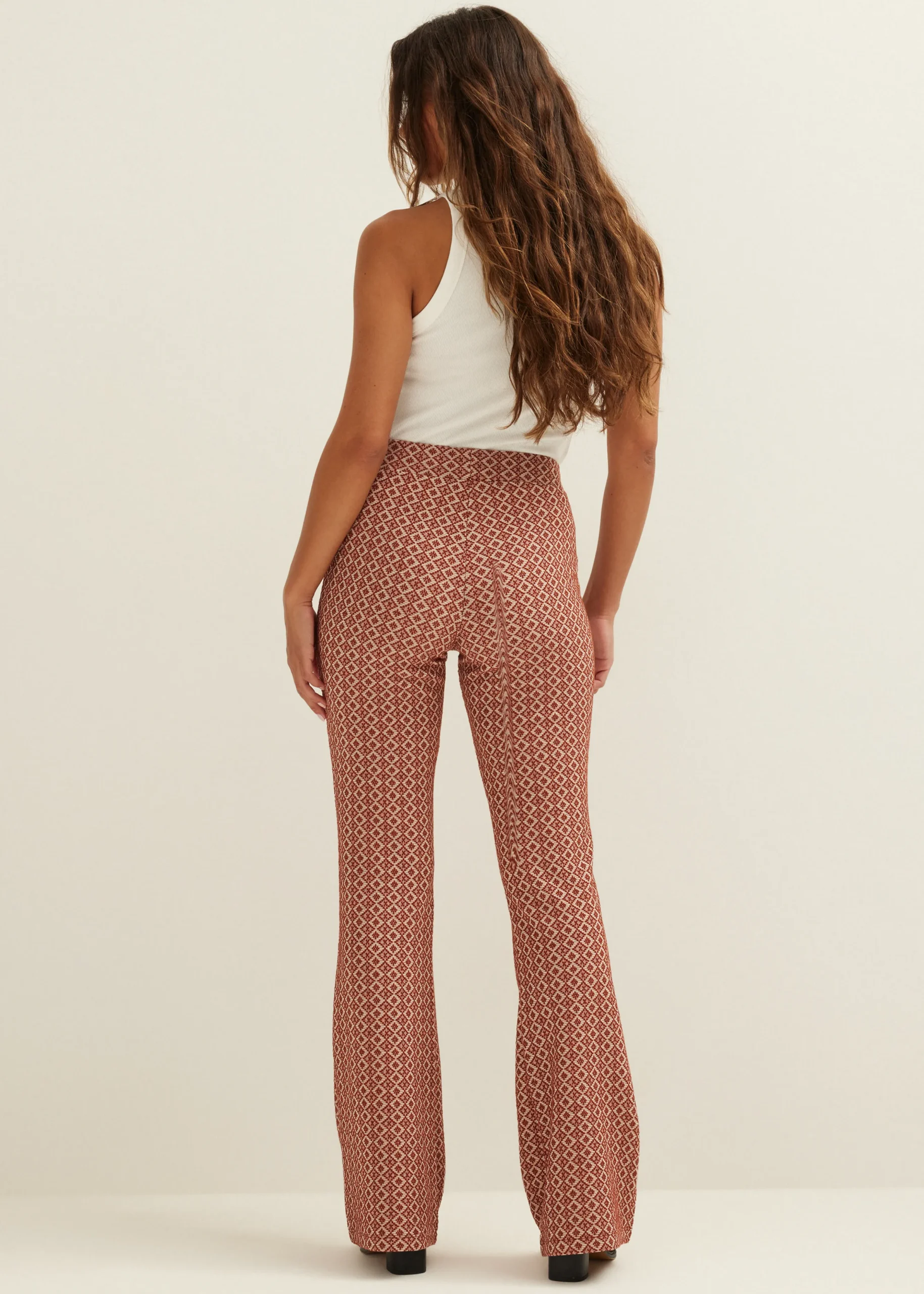 Online Cotton Club Flare broek met print brique,midden