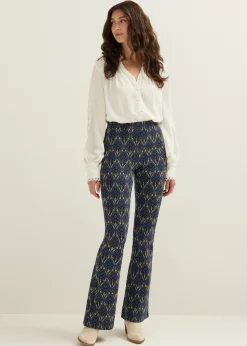 Discount Cotton Club Flared broek jacquard patroon donkerblauw