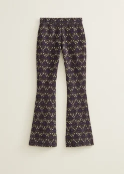 Clearance Cotton Club Flared broek jacquard patroon donkerpaars