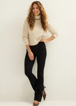 New Cotton Club Flared broek met rib zwart