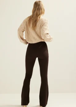 Fashion Cotton Club Flared broek met rib structuur donkerbruin
