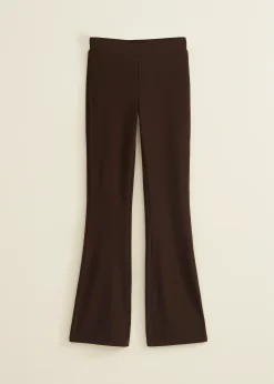 Fashion Cotton Club Flared broek met rib structuur donkerbruin