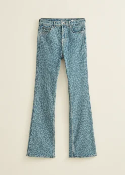 Sale Cotton Club Flared jeans coco laser print middenblauw
