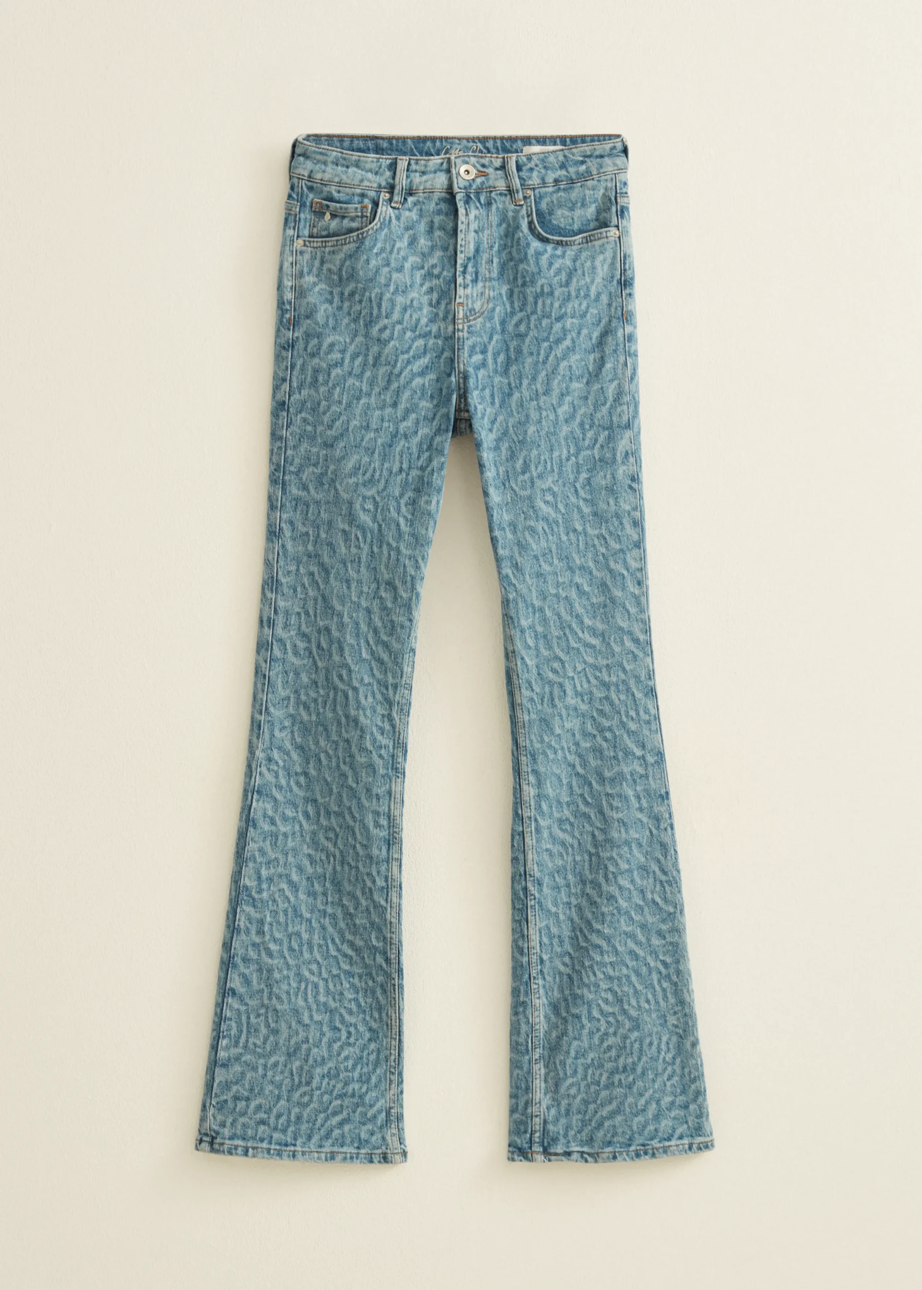 Sale Cotton Club Flared jeans coco laser print middenblauw