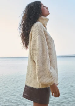 Online Cotton Club Gebreide coltrui tan
