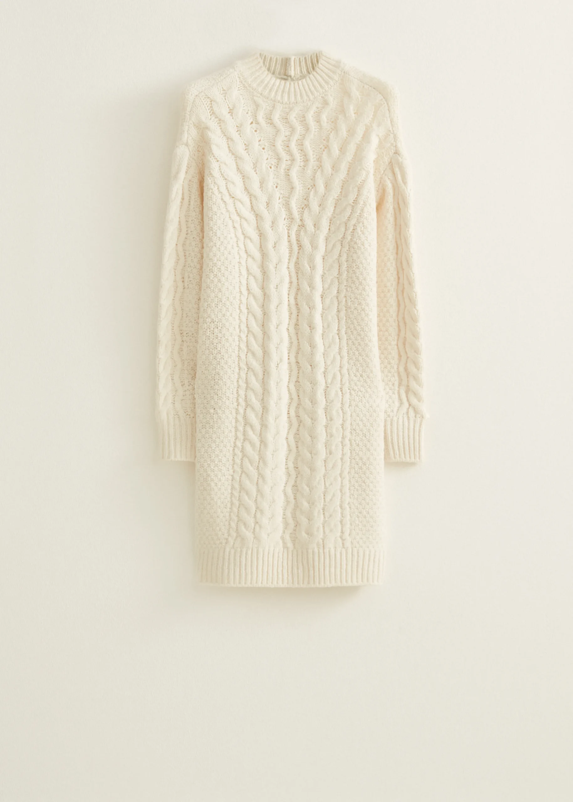 Hot Cotton Club Gebreide jurk kabelpatroon ecru