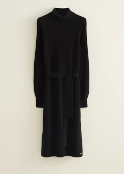 Clearance Cotton Club Gebreide jurk met col zwart