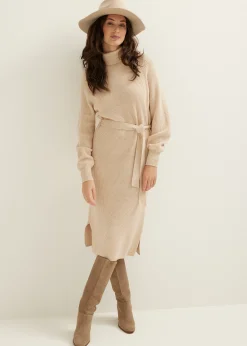 Clearance Cotton Club Gebreide jurk met col middenzand