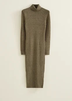 Discount Cotton Club Gebreide jurk met lurex groen,army