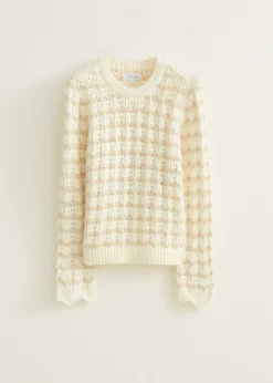 Clearance Cotton Club Gebreide trui boucle ecru