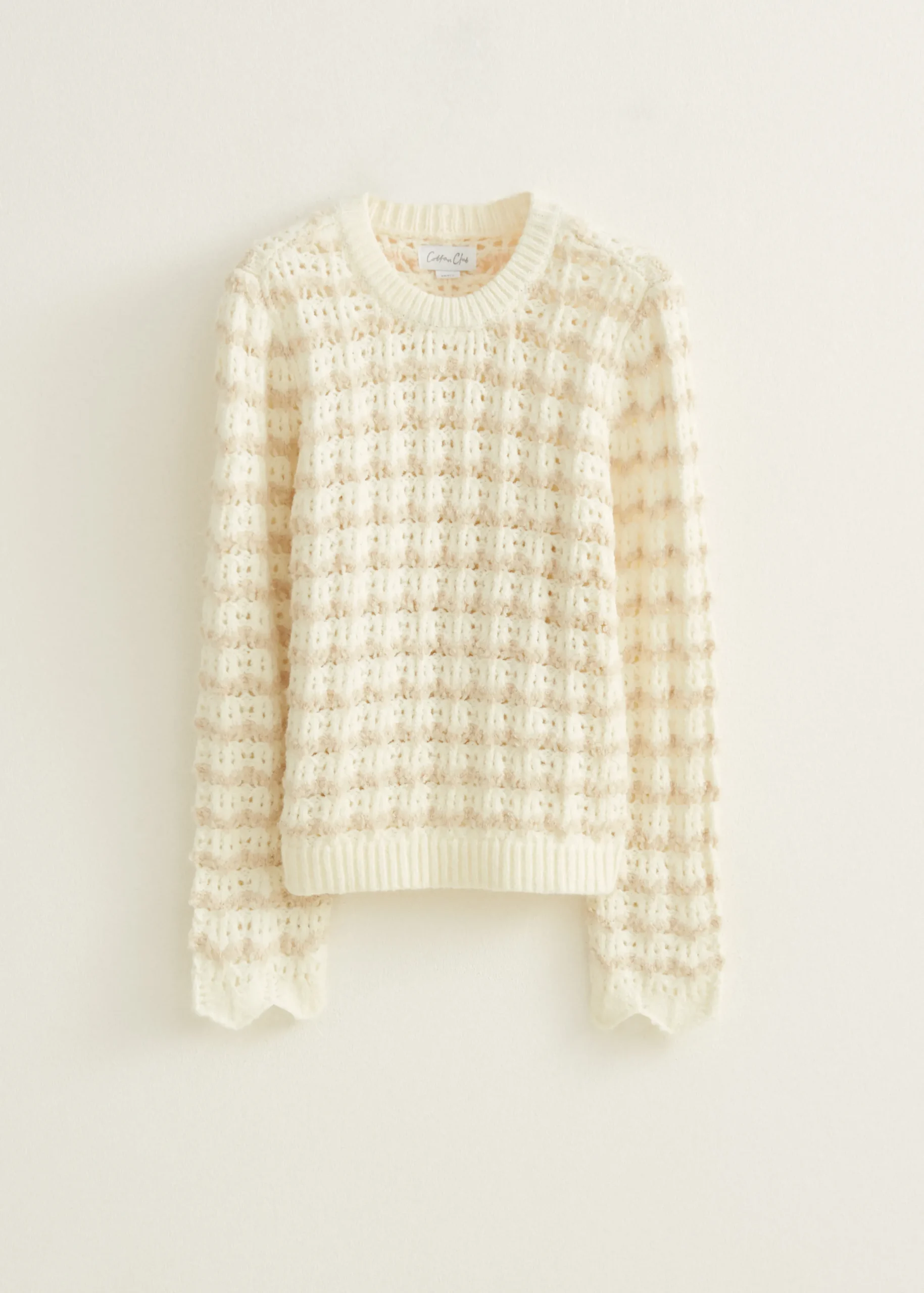 Clearance Cotton Club Gebreide trui boucle ecru