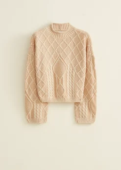 Sale Cotton Club Gebreide trui met kabelpatroon lichtzand