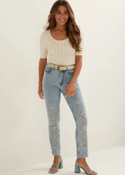 Hot Cotton Club Gebreide trui met korte mouw ecru