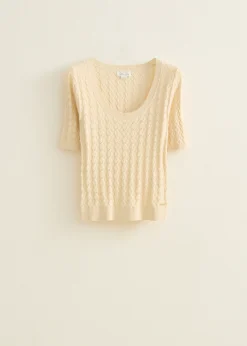 Hot Cotton Club Gebreide trui met korte mouw ecru