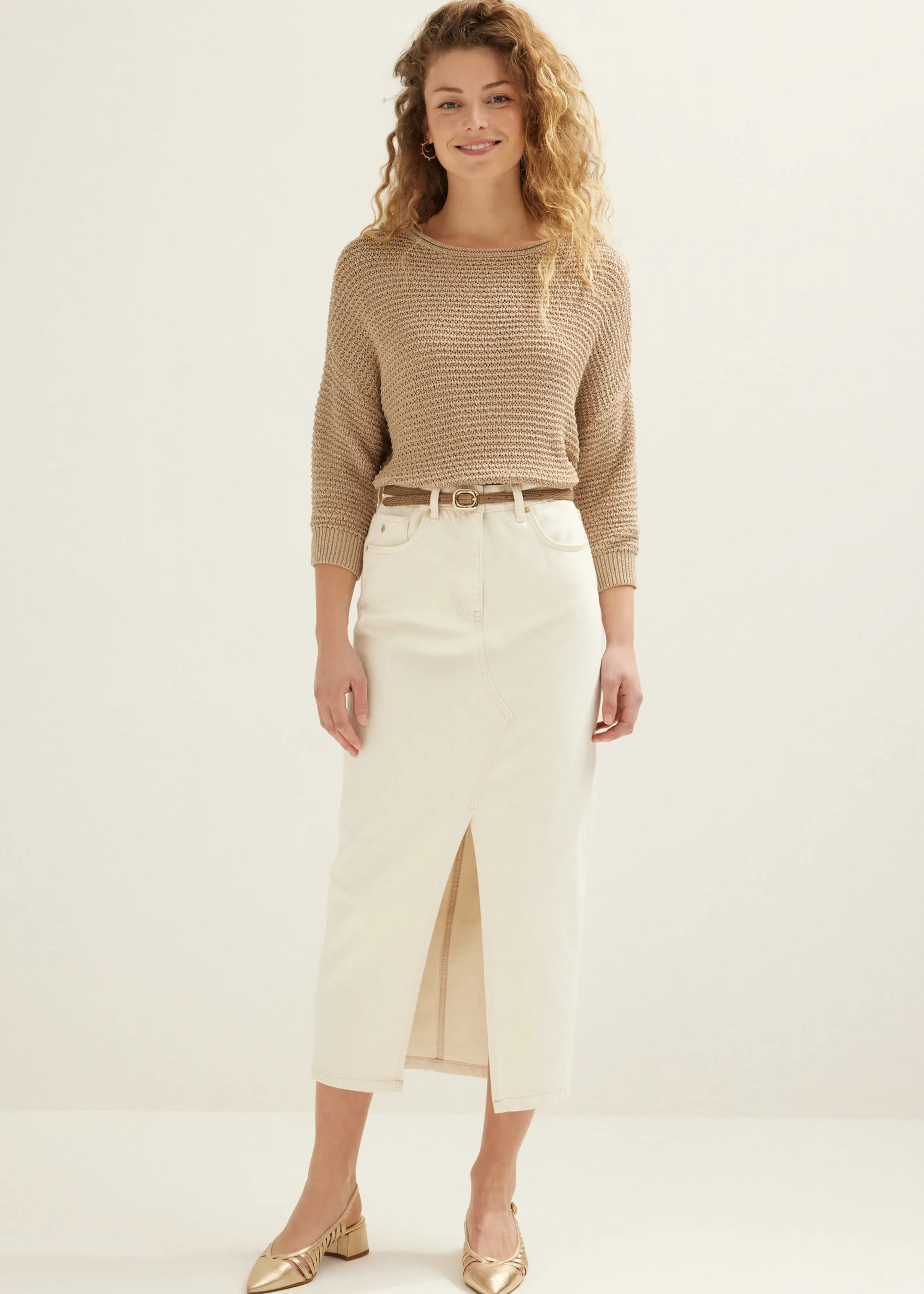 Fashion Cotton Club Gebreide trui met lurex zand