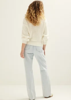 Online Cotton Club Gebreide trui met lurex ecru