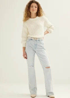 Online Cotton Club Gebreide trui met lurex ecru