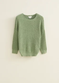Fashion Cotton Club Gebreide trui met lurex mint,donker