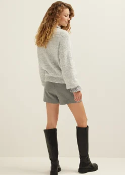 Clearance Cotton Club Gebreide trui met pailletten grijs,lichtmelee