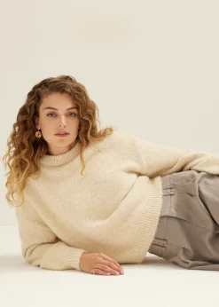 Best Cotton Club Gebreide trui met pailletten zandgem&ecirc;leerd