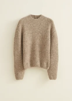 New Cotton Club Gebreide trui met ribstructuur taupe,middle
