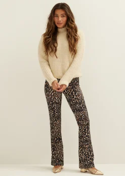 New Cotton Club Gebreide trui met ribstructuur lichtzand