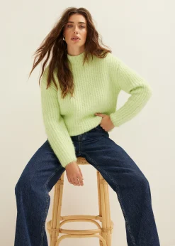 Hot Cotton Club Gebreide trui met ribstructuur lime,licht