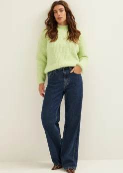 Hot Cotton Club Gebreide trui met ribstructuur lime,licht
