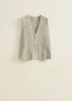 Discount Cotton Club Gebreid gilet grijsgem&ecirc;leerd