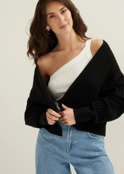 New Cotton Club Gebreid vest kort zwart