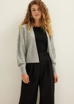Clearance Cotton Club Gebreid vest kort grijsgem&ecirc;leerd