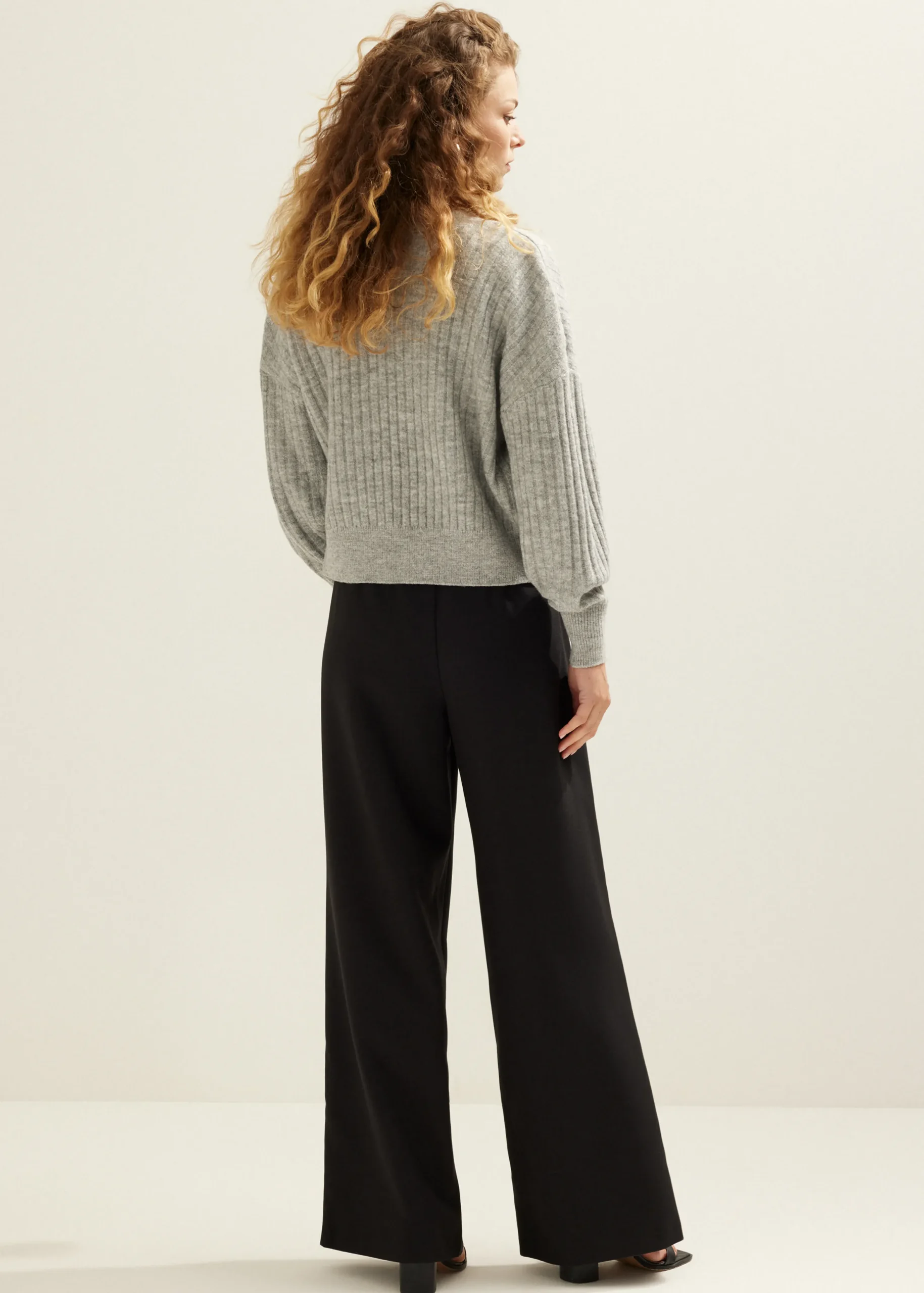 Clearance Cotton Club Gebreid vest kort grijsgemêleerd