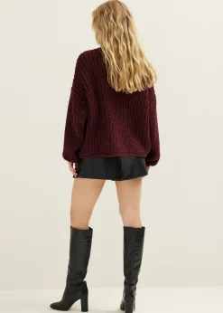 New Cotton Club Gebreid vest met knopen bordeaux