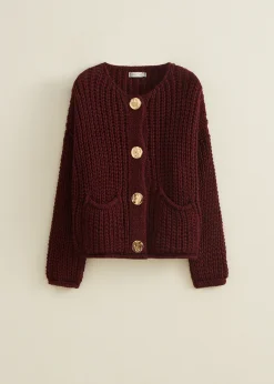 New Cotton Club Gebreid vest met knopen bordeaux