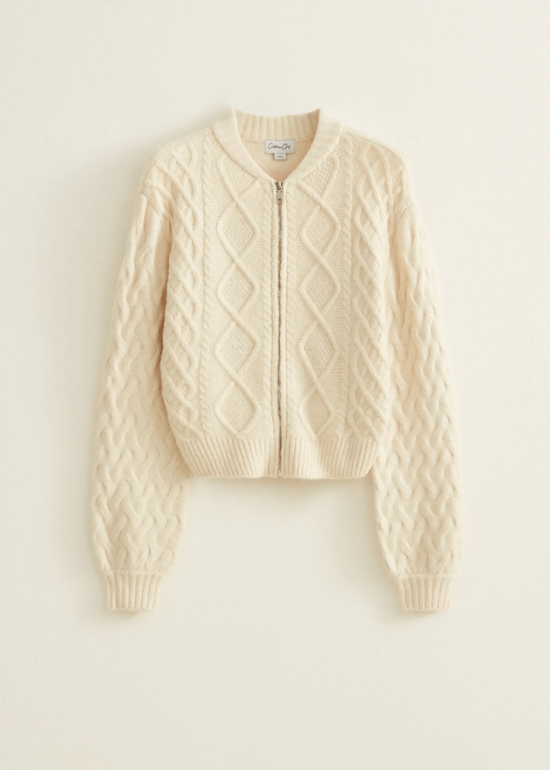 Clearance Cotton Club Gebreid vest met rits ecru