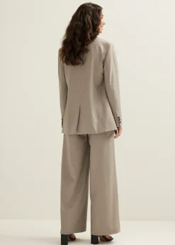 Fashion Cotton Club Gem&ecirc;leerde double breasted blazer bruingem&ecirc;leerd