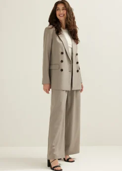 Fashion Cotton Club Gem&ecirc;leerde double breasted blazer bruingem&ecirc;leerd