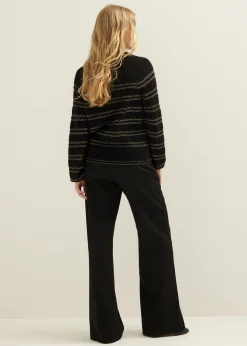 Discount Cotton Club Gestreepte trui met lurex zwart
