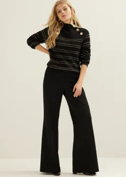 Discount Cotton Club Gestreepte trui met lurex zwart
