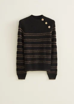 Discount Cotton Club Gestreepte trui met lurex zwart