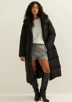Discount Cotton Club Gewatteerde jas lang zwart