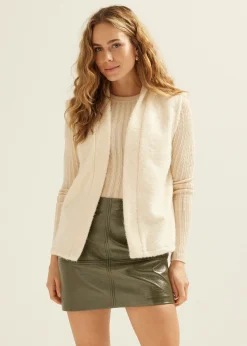 New Cotton Club Gilet met structuur ecru