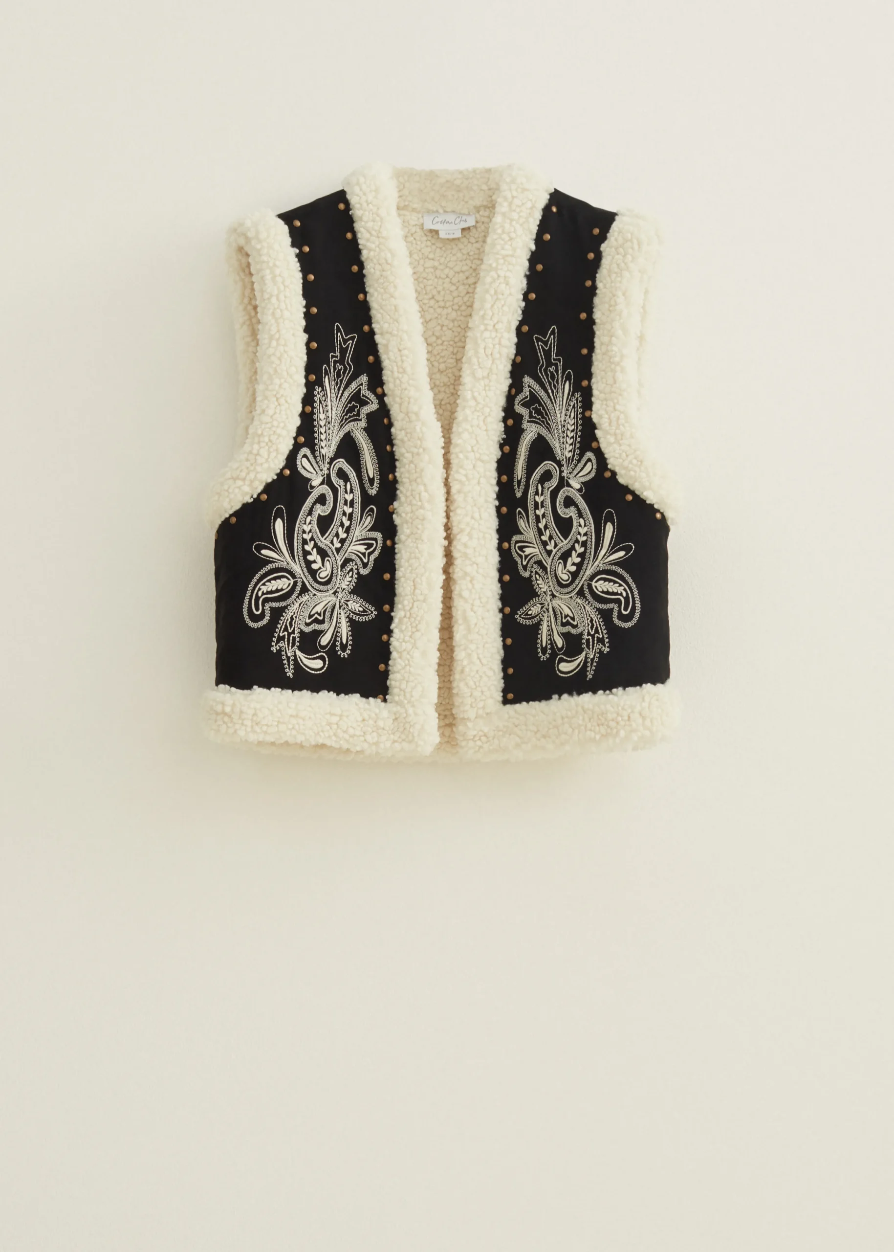 Best Cotton Club Gilet teddy studs zwart