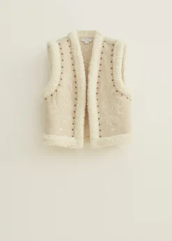 Discount Cotton Club Gilet teddy studs lichtzand